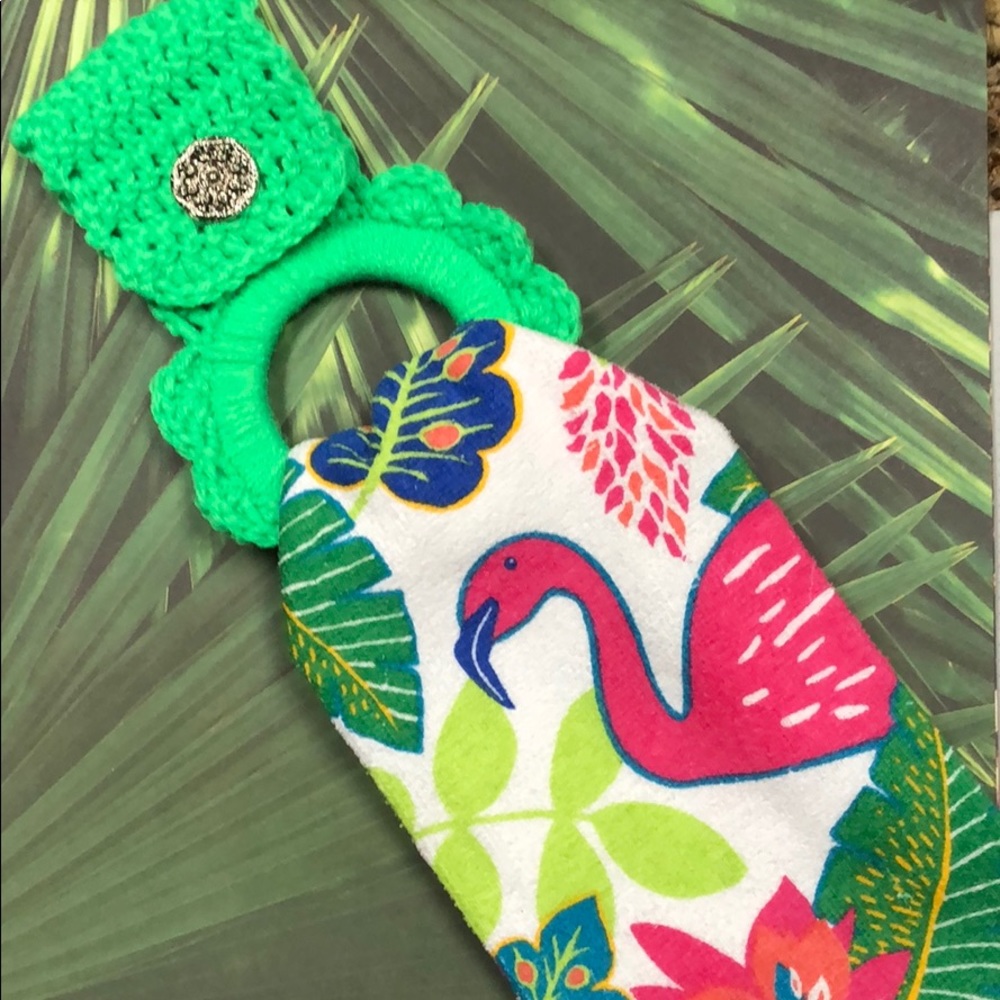 Flamingo kitchen towel & towel hanger set